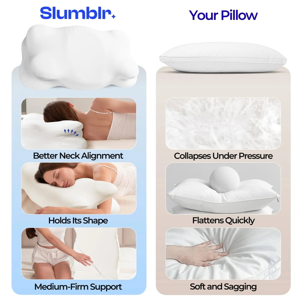Ortekor Cloud Alignment Pillow | Adjustable Fill & Dual Height Design for Personalized Sleep Comfort