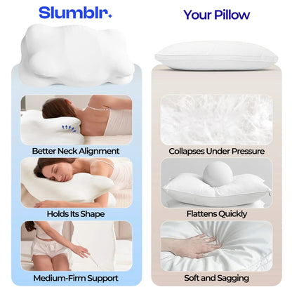 Ortekor Cloud Alignment Pillow | Adjustable Fill & Dual Height Design for Personalized Sleep Comfort