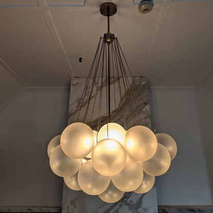 Hanging Ceiling Light Multi-Globe Frosted Glass Fixture Gold Black Chrome for Dining Room Kitchen Island Entryway Indoor Chandelier Adjustab