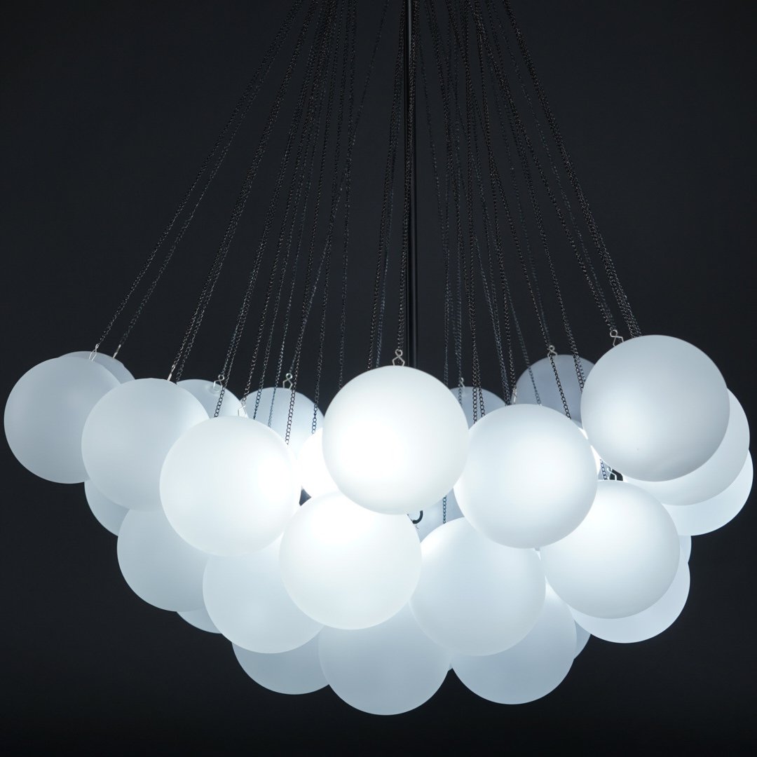 Hanging Ceiling Light Multi-Globe Frosted Glass Fixture Gold Black Chrome for Dining Room Kitchen Island Entryway Indoor Chandelier Adjustab