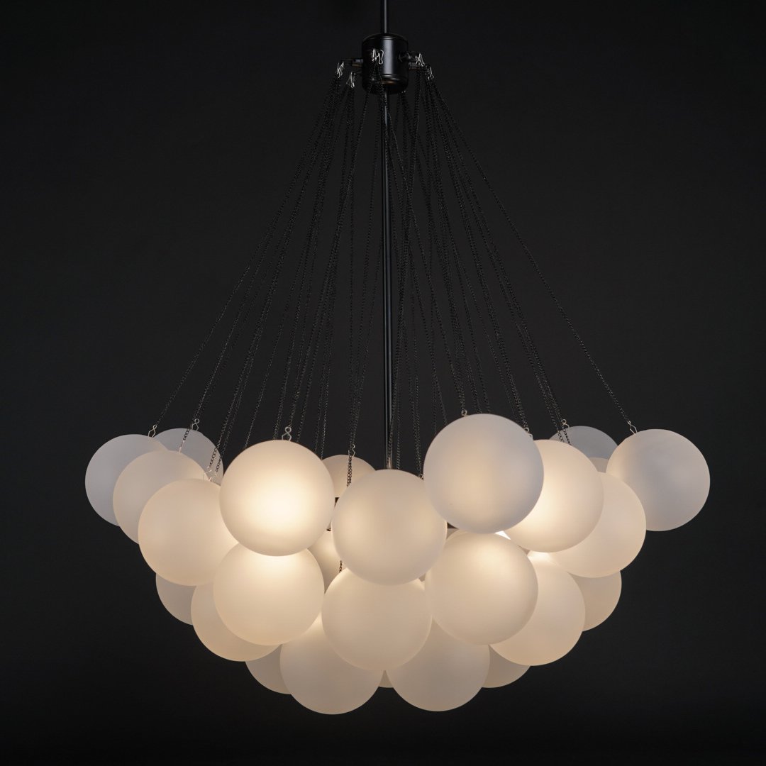 Hanging Ceiling Light Multi-Globe Frosted Glass Fixture Gold Black Chrome for Dining Room Kitchen Island Entryway Indoor Chandelier Adjustab