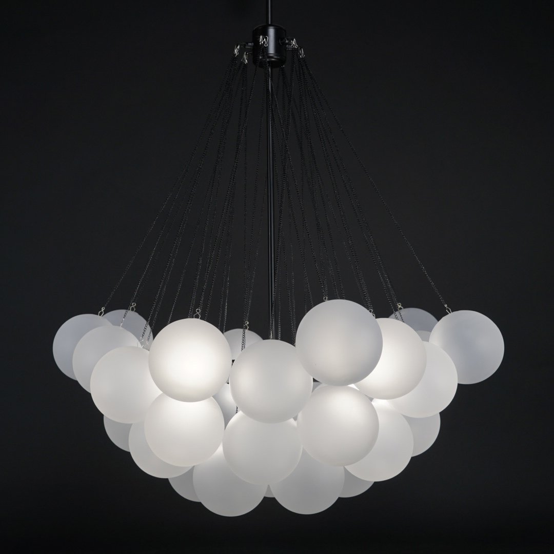 Hanging Ceiling Light Multi-Globe Frosted Glass Fixture Gold Black Chrome for Dining Room Kitchen Island Entryway Indoor Chandelier Adjustab