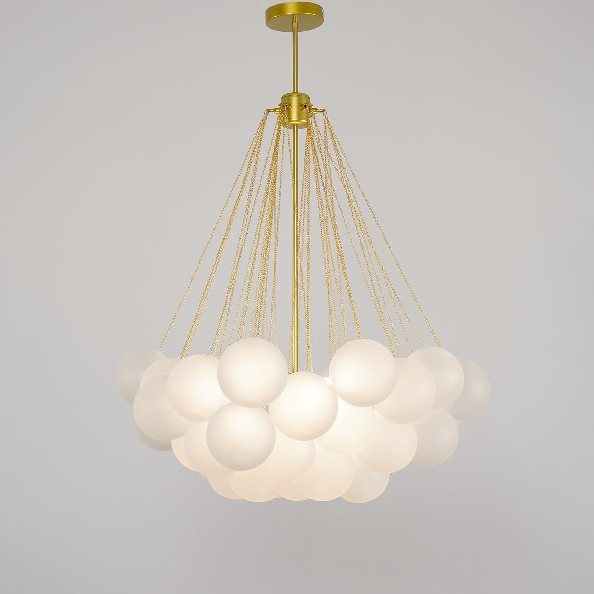 Hanging Ceiling Light Multi-Globe Frosted Glass Fixture Gold Black Chrome for Dining Room Kitchen Island Entryway Indoor Chandelier Adjustab