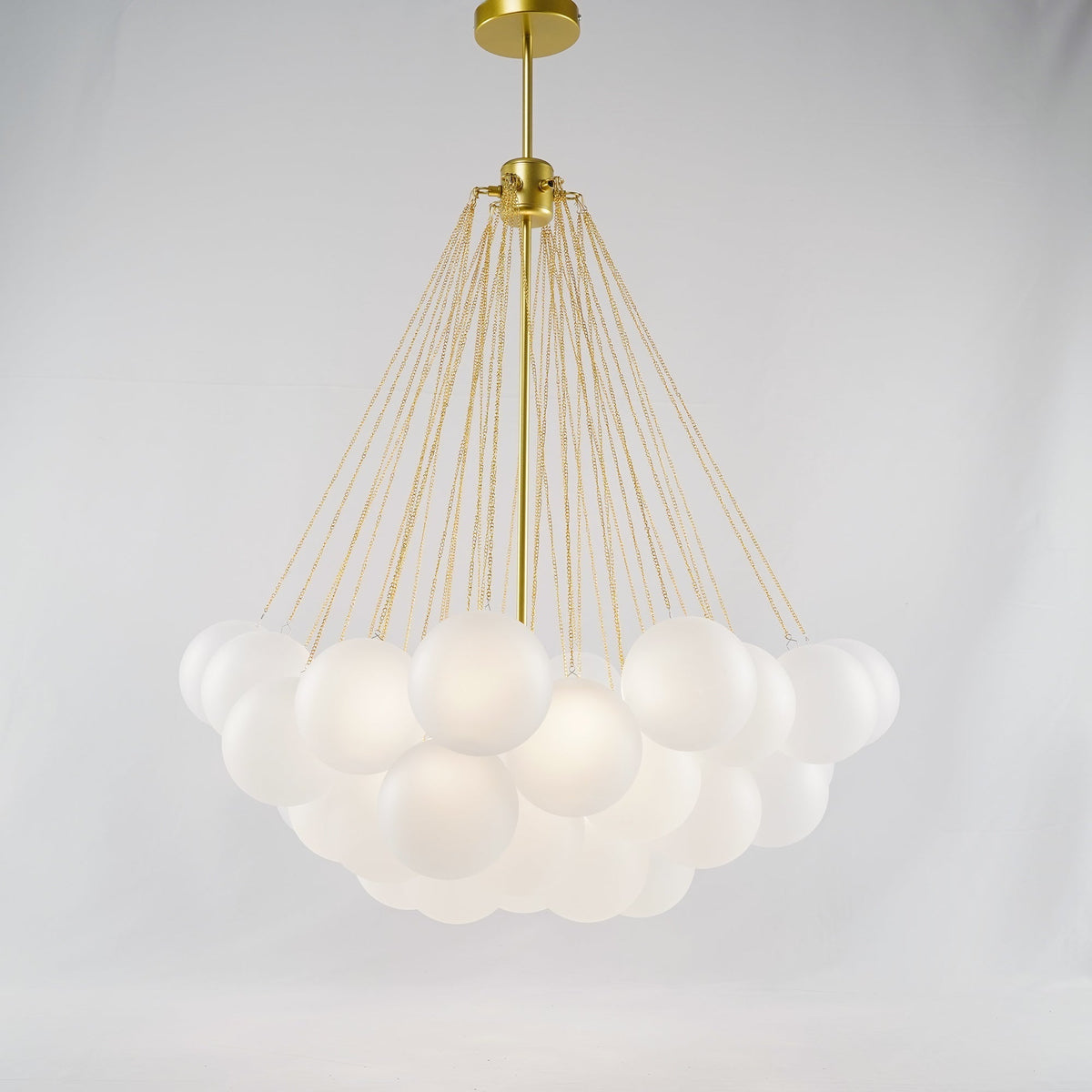Hanging Ceiling Light Multi-Globe Frosted Glass Fixture Gold Black Chrome for Dining Room Kitchen Island Entryway Indoor Chandelier Adjustab