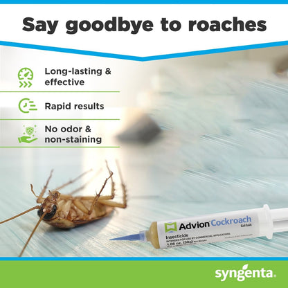 Cockroach Gel Bait Syringe with Indoxacarb - Professional Roach Control for Kitchen, Home & Commercial Use - Indoor Outdoor Application