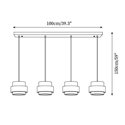 Travertine Stone Pendant Light with Walnut Wood Accent Band – Natural Cylindrical Hanging Fixture for Kitchen & Dining