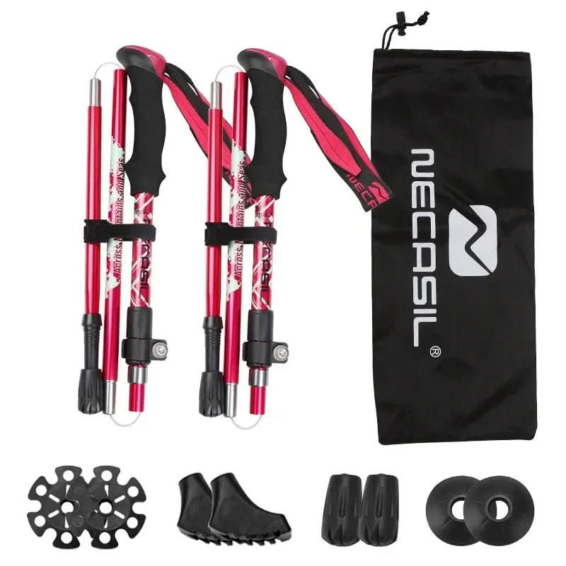 Collapsible Hiking Poles | Lightweight Trekking Support with Adjustable Length | Comfortable Grip for Enhanced Stability