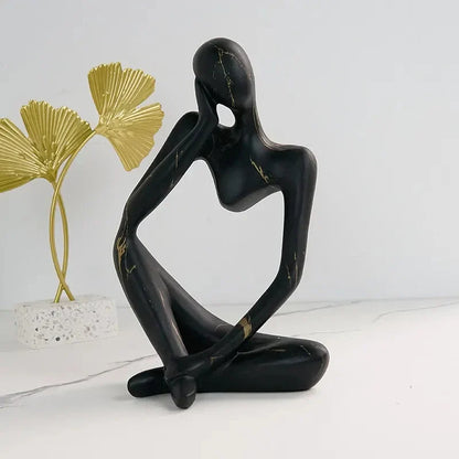 Abstract Thinker Sculpture Resin Desktop Figurine Modern Art Statue for Home Office Shelf Decor Minimalist Accent Piece