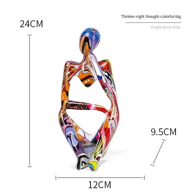 Abstract Thinker Sculpture Resin Desktop Figurine Modern Art Statue for Home Office Shelf Decor Minimalist Accent Piece