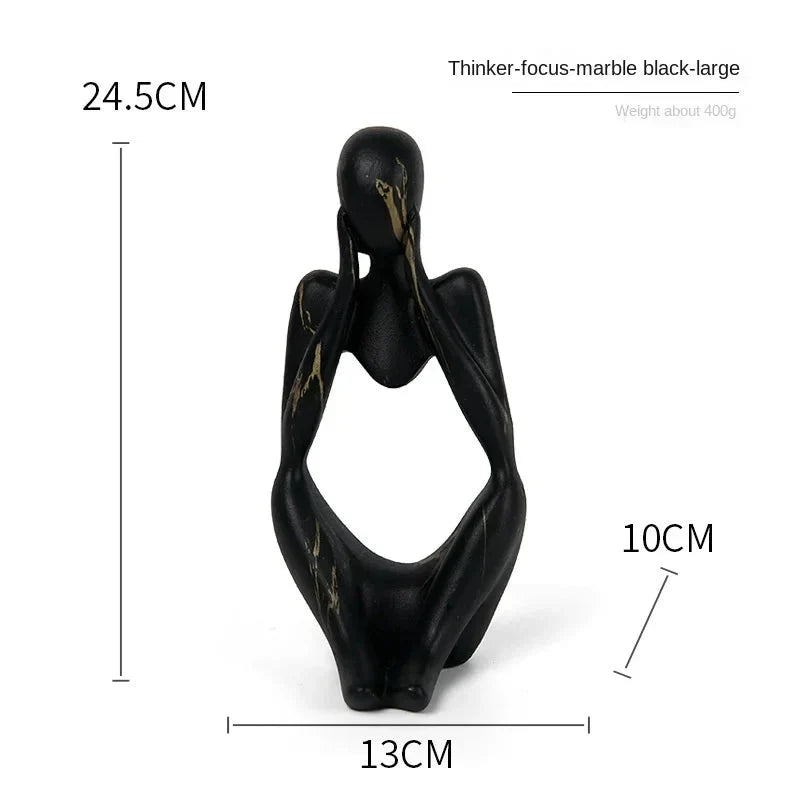 Abstract Thinker Sculpture Resin Desktop Figurine Modern Art Statue for Home Office Shelf Decor Minimalist Accent Piece