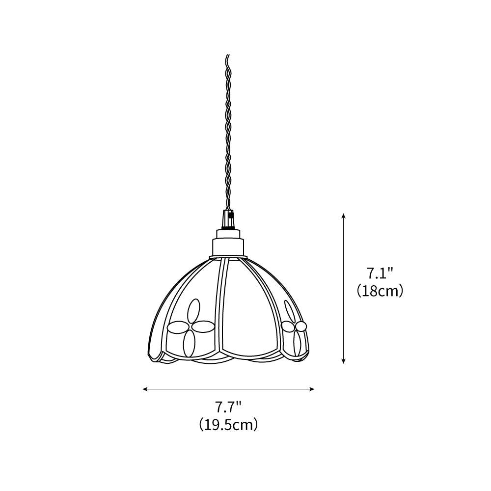 Tiffany Cone Glass Hanging Light with Adjustable Cord for Kitchen Island, Dining Table, Bedroom – Handcrafted Art Glass Ceiling Fixture in M