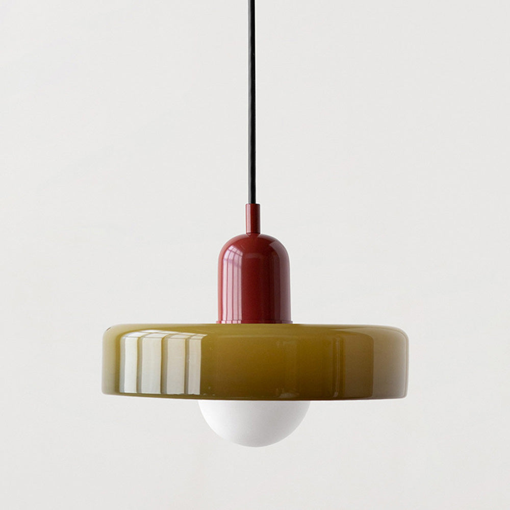 Colorful Stained Glass Pendant Light – Artistic Hanging Lamp, Adjustable Height, Round Shade
