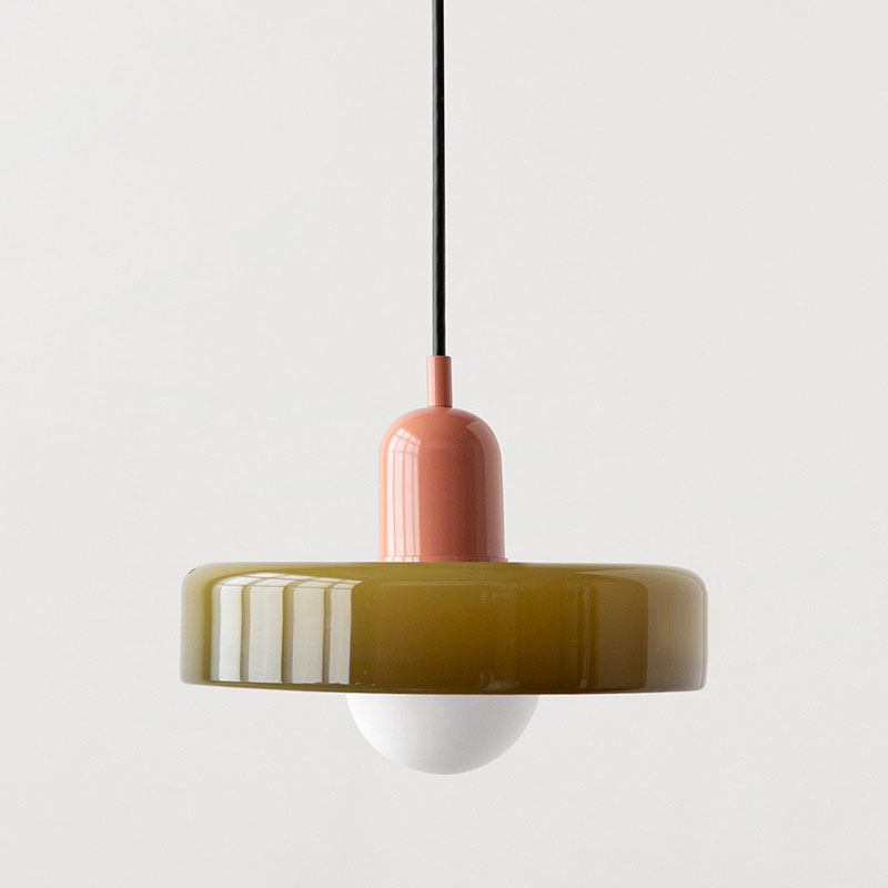 Colorful Stained Glass Pendant Light – Artistic Hanging Lamp, Adjustable Height, Round Shade