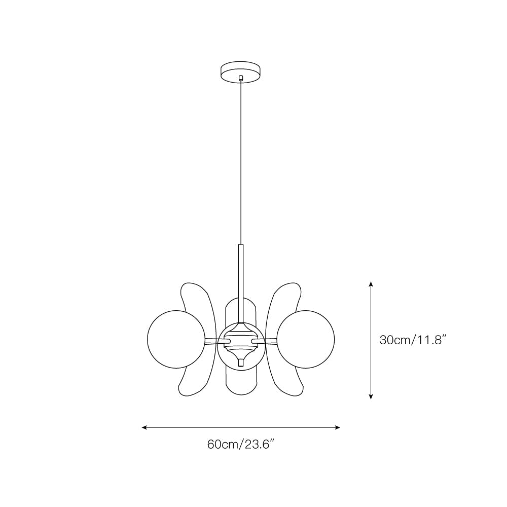 Multi-Bulb Hanging Fixture Chrome & Acrylic Starburst Design for Dining Room Kitchen Living Room 24-32 in Diameter