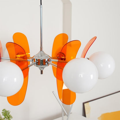 Multi-Bulb Hanging Fixture Chrome & Acrylic Starburst Design for Dining Room Kitchen Living Room 24-32 in Diameter