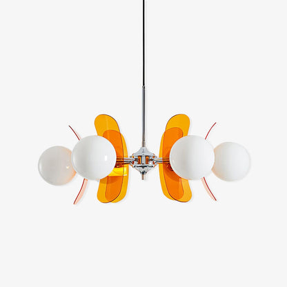 Floral Glass Pendant Light Chrome Accents Multi-Bulb Chandelier for Bedroom Office Dining Room Modern Ceiling Lighting Adjustable 59 in