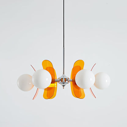 Multi-Bulb Hanging Fixture Chrome & Acrylic Starburst Design for Dining Room Kitchen Living Room 24-32 in Diameter
