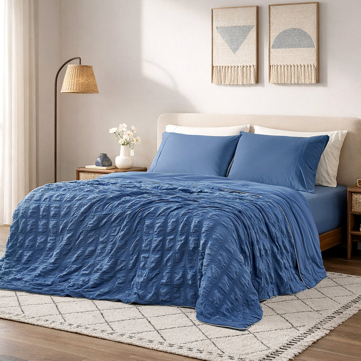 Comfort Collection | Cooling Comforter with Advanced Airflow | Lightweight Seersucker Design for Hot Sleepers