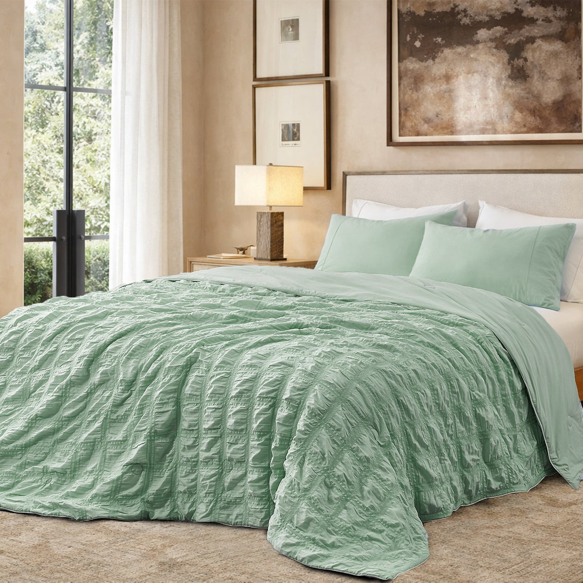 Comfort Collection | Cooling Comforter with Advanced Airflow | Lightweight Seersucker Design for Hot Sleepers