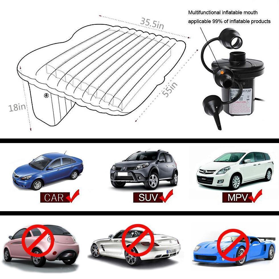 Comfort Travel | Colchón inflable para coche con soporte en T y almohadas | Perfecto para viajes por carretera y acampadas