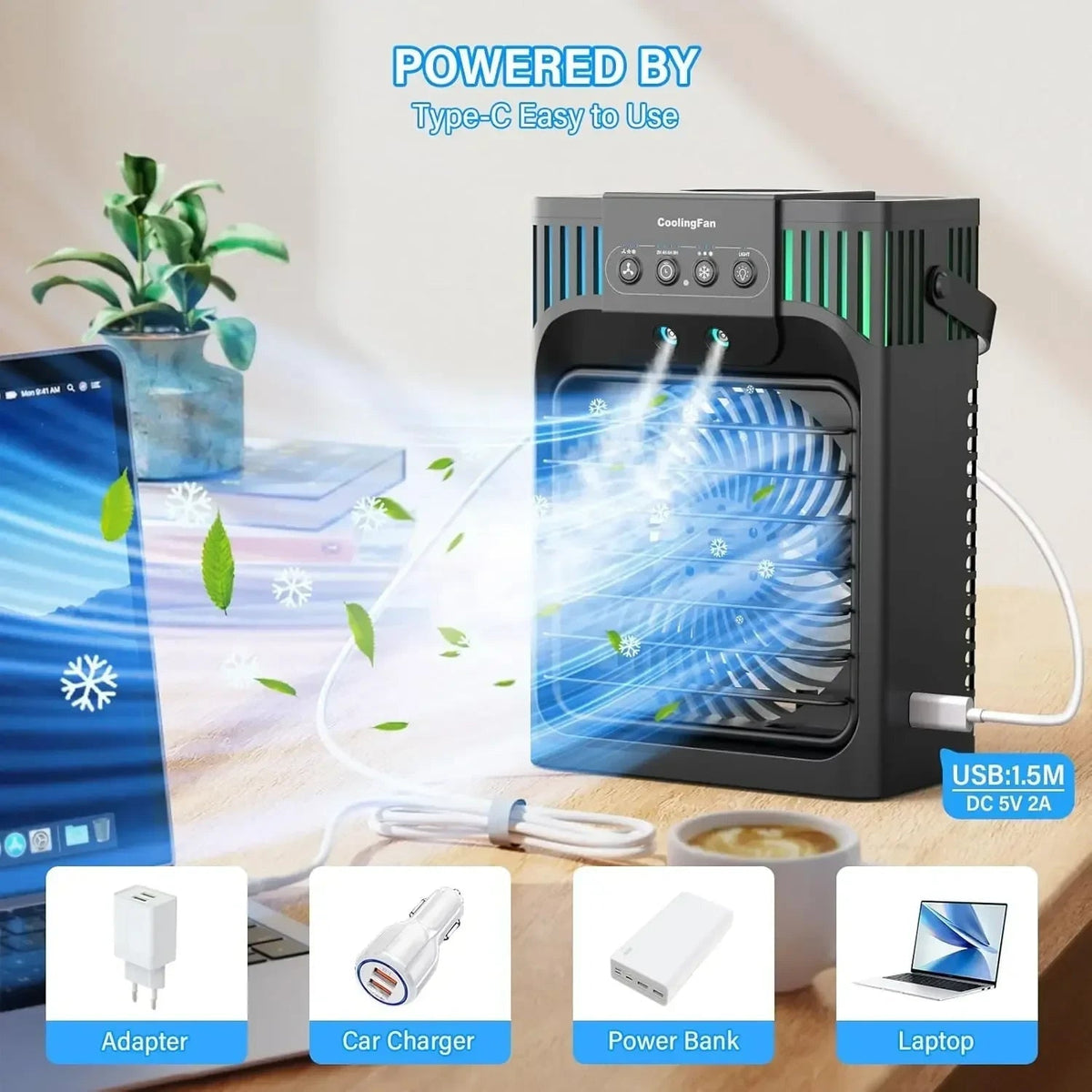 Compact Desktop Air Conditioner | Portable Air Cooler with Remote Control | Personal Comfort for Home or Office