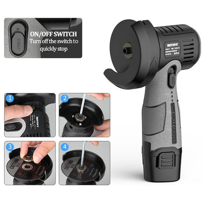 Compact Grinder | 12V Mini Angle Grinder with 400W Motor & Cutting Disc | Cordless Design for Versatile Use