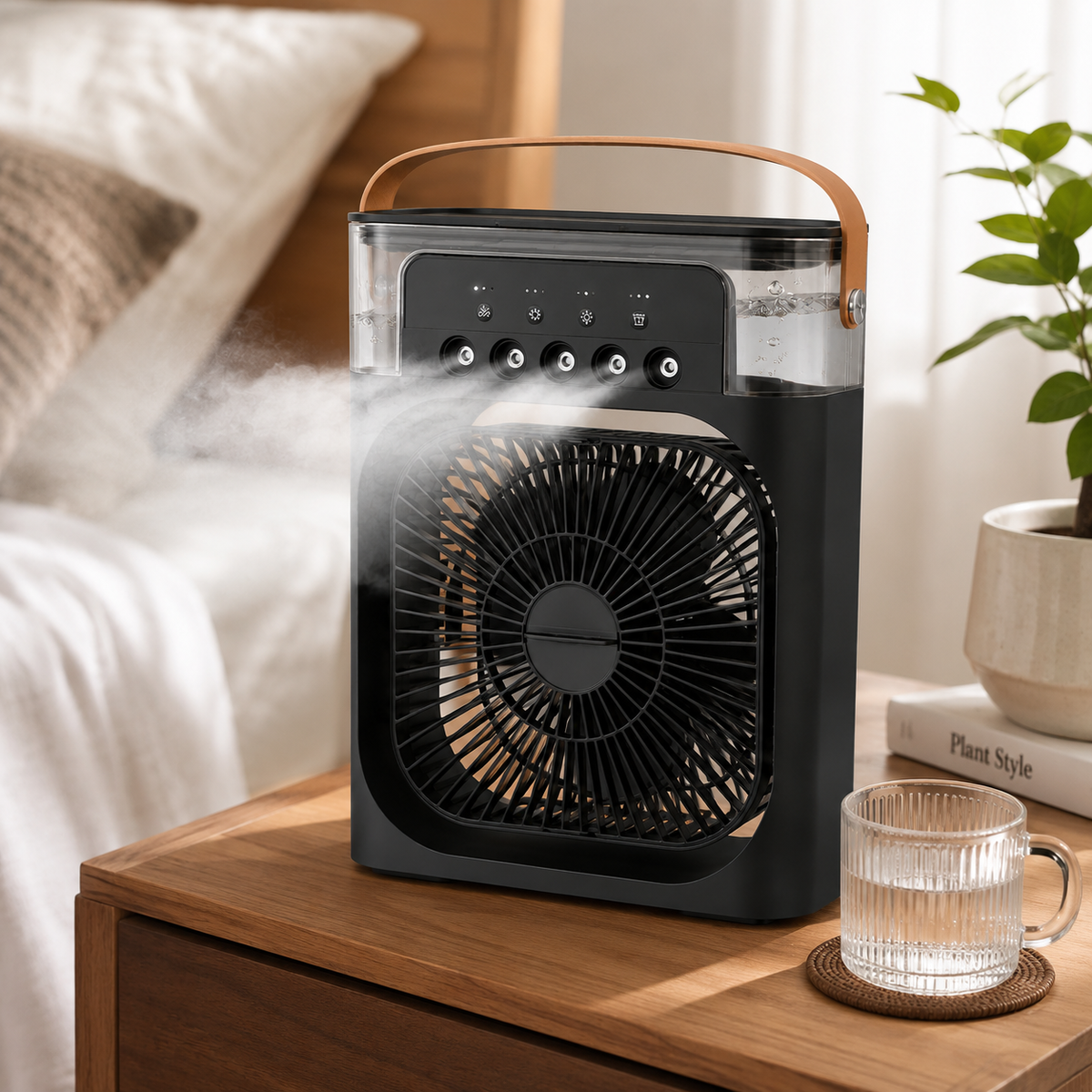 Portable Air Cooler with Remote Control, USB Air Cooler with Evaporative Cooling and Humidifier, Compact Cooling Fan