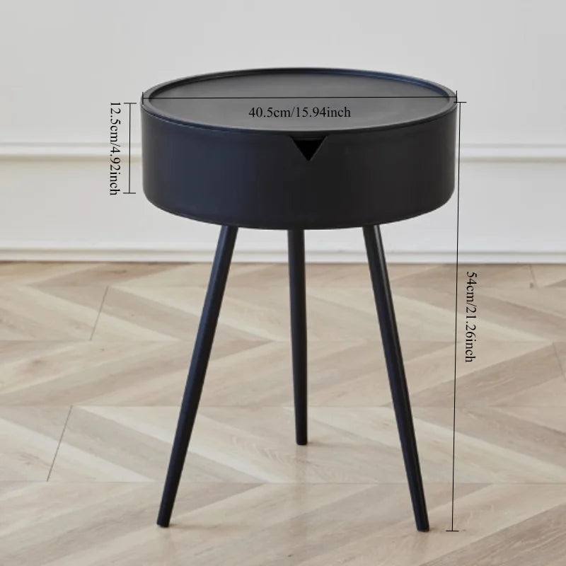 Compact Round Side Table with Storage – Lightweight Design for Small Spaces
