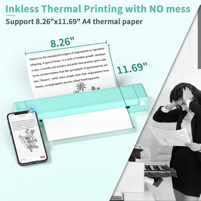 Compact Wireless Bluetooth Thermal Printer for Clear Printing Anywhere