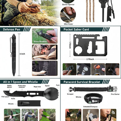 Comprehensive Survival Kit | 262-Piece Emergency Gear with First Aid Tools | Essential Supplies for Disaster Preparedness