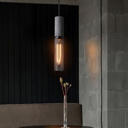 Industrial Concrete Hanging Light Fixture with Metal Accent for Dining Room, Kitchen Island & Bedroom – Adjustable Cord, E26 Socket, Modern