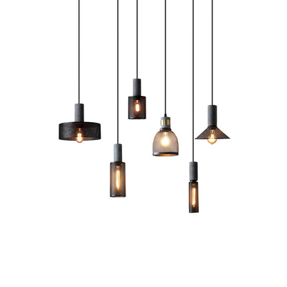Industrial Concrete Hanging Light Fixture with Metal Accent for Dining Room, Kitchen Island & Bedroom – Adjustable Cord, E26 Socket, Modern