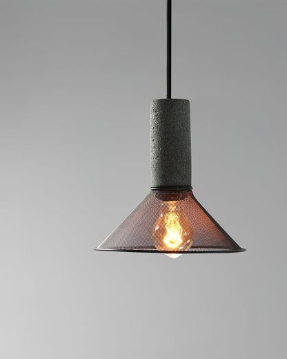 Industrial Concrete Hanging Light Fixture with Metal Accent for Dining Room, Kitchen Island & Bedroom – Adjustable Cord, E26 Socket, Modern