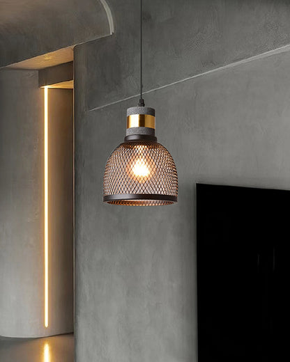 Industrial Concrete Hanging Light Fixture with Metal Accent for Dining Room, Kitchen Island & Bedroom – Adjustable Cord, E26 Socket, Modern