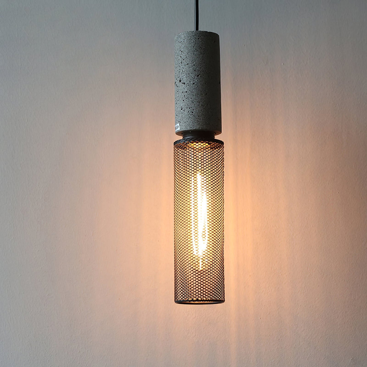 Industrial Concrete Hanging Light Fixture with Metal Accent for Dining Room, Kitchen Island & Bedroom – Adjustable Cord, E26 Socket, Modern