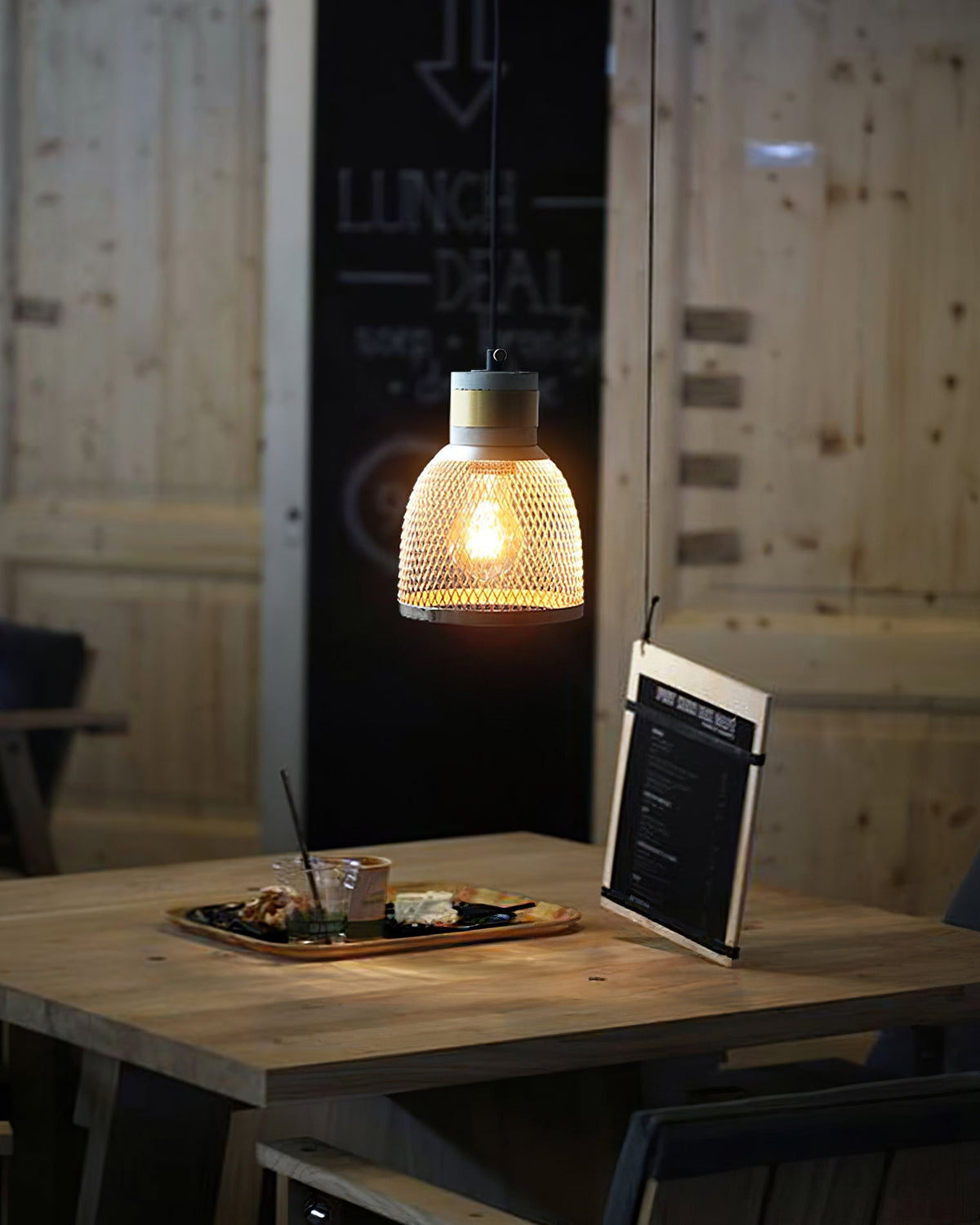 Industrial Concrete Hanging Light Fixture with Metal Accent for Dining Room, Kitchen Island & Bedroom – Adjustable Cord, E26 Socket, Modern