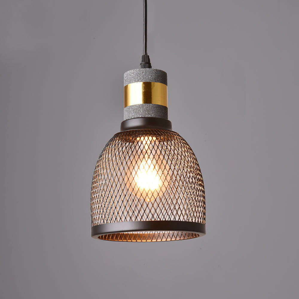 Industrial Concrete Hanging Light Fixture with Metal Accent for Dining Room, Kitchen Island & Bedroom – Adjustable Cord, E26 Socket, Modern
