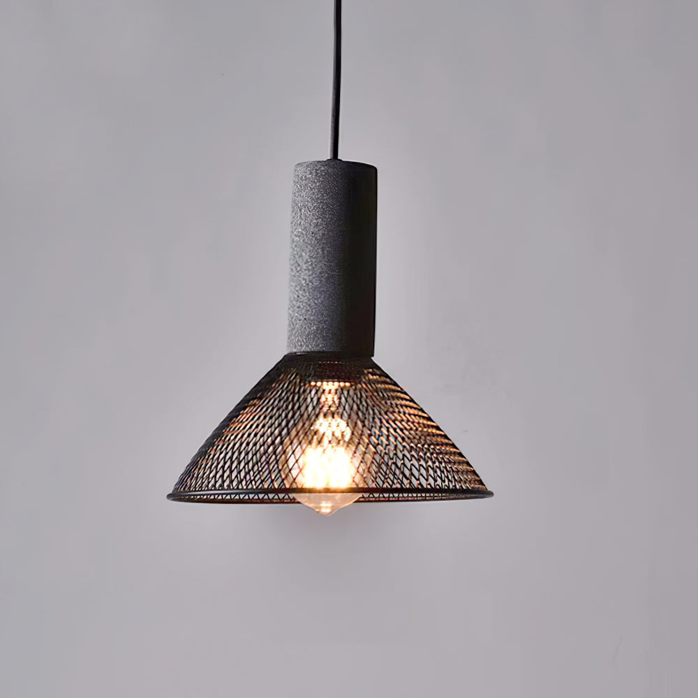Industrial Concrete Hanging Light Fixture with Metal Accent for Dining Room, Kitchen Island & Bedroom – Adjustable Cord, E26 Socket, Modern