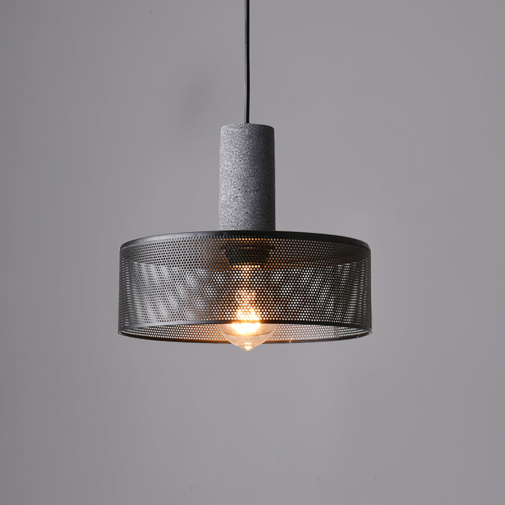 Industrial Concrete Hanging Light Fixture with Metal Accent for Dining Room, Kitchen Island & Bedroom – Adjustable Cord, E26 Socket, Modern