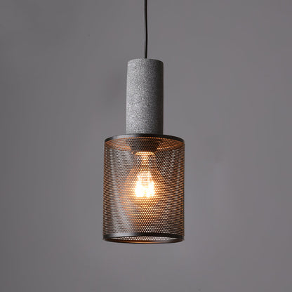 Industrial Concrete Hanging Light Fixture with Metal Accent for Dining Room, Kitchen Island & Bedroom – Adjustable Cord, E26 Socket, Modern