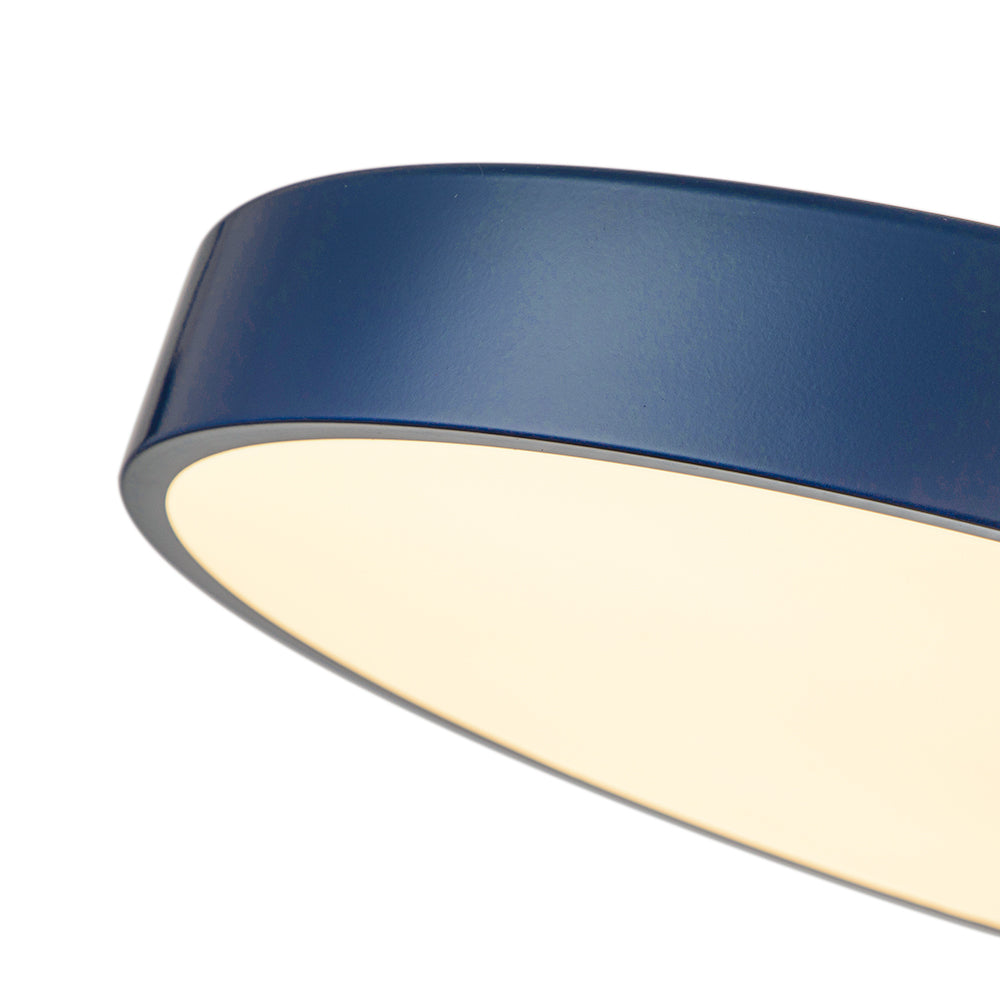 16-Inch Round LED Semi-Flush Ceiling Fixture Navy Blue with Brass Trim Dimmable 5 Color Temperatures for Bedroom Living Room Kitchen Hallway