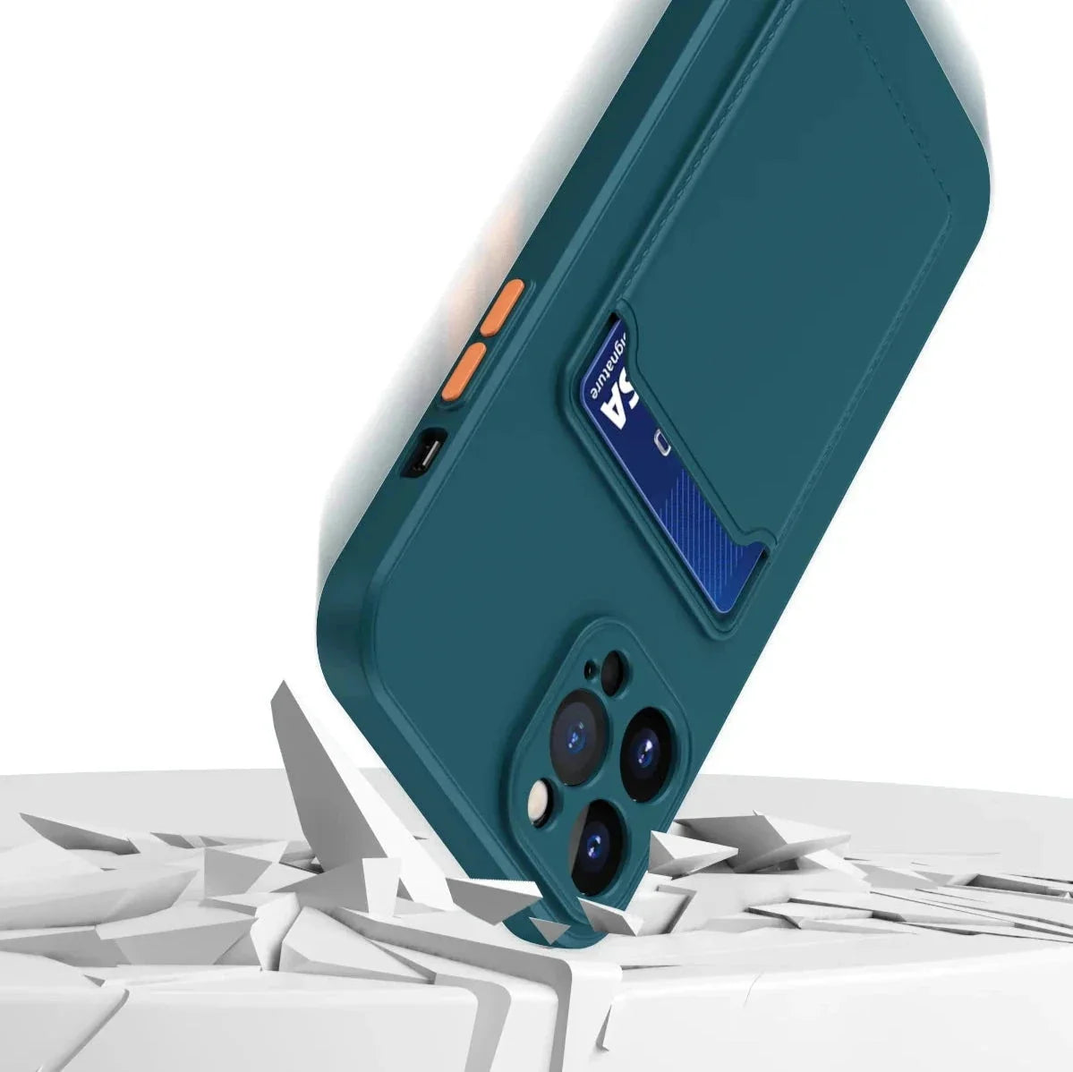 iPhone Silicone Case with Card Slot – Shock-Absorbing Protection with 1-2 Card Holder Pocket for iPhone 17 Pro Max 16 15 Plus – Raised