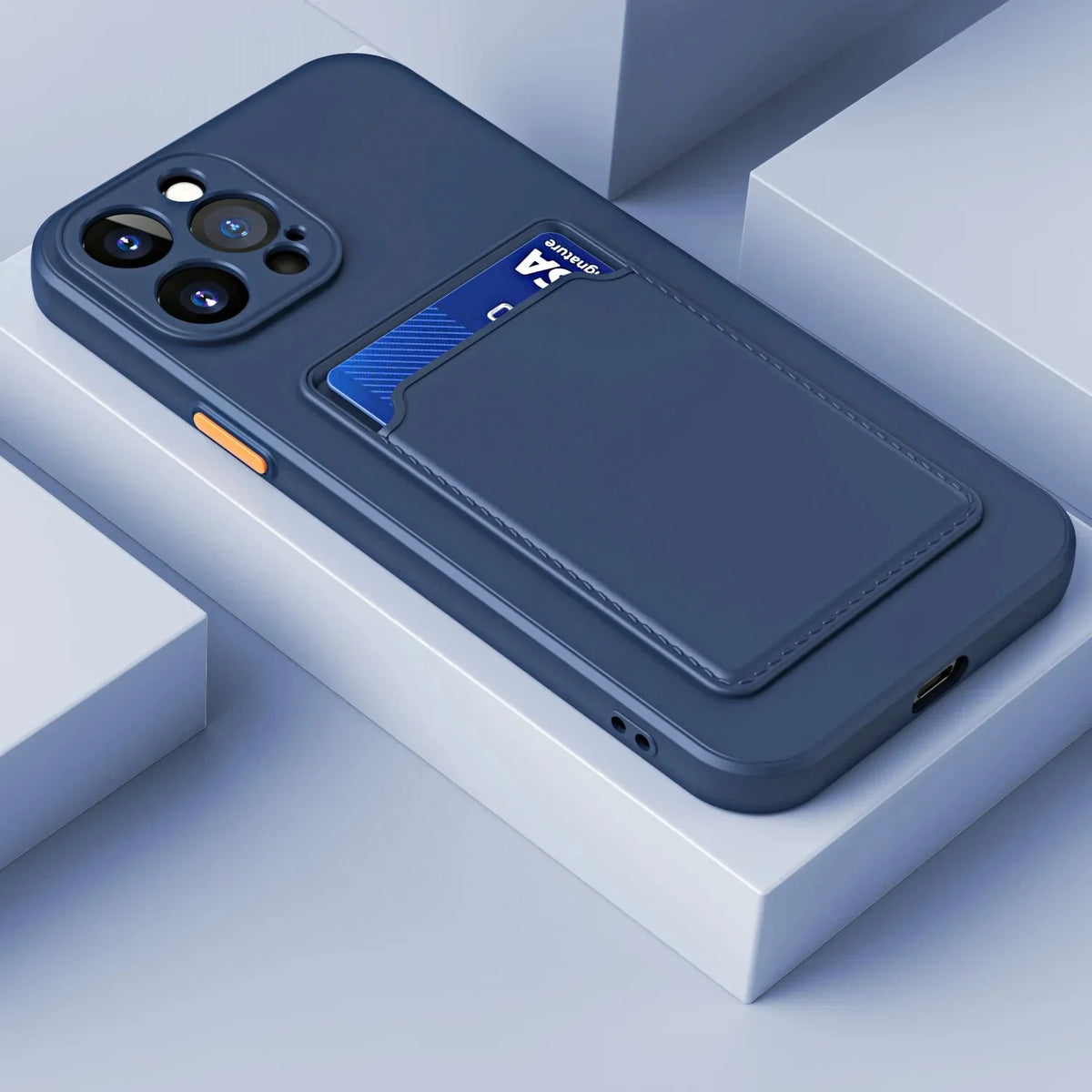 iPhone Silicone Case with Card Slot – Shock-Absorbing Protection with 1-2 Card Holder Pocket for iPhone 17 Pro Max 16 15 Plus – Raised
