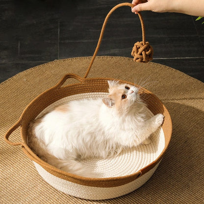 CoolPaws | Cooling Cat Bed with Hand-Woven Design | Breathable Comfort for Summer Relaxation