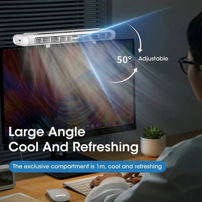 Ventilador para monitor Cool | Aire acondicionado de pinza recargable por USB con tira de luz LED | Velocidad ajustable para una mayor comodidad