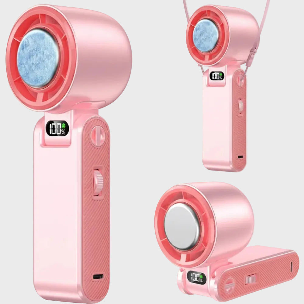 Cooling Breeze | Portable Misting Fan with Ice Cooling Technology | Adjustable Turbo Speeds for Instant Relief