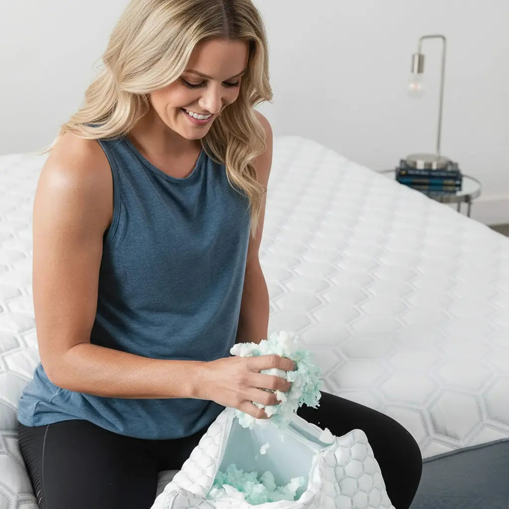 Almohada de espuma viscoelástica triturada refrescante con relleno ajustable | La mejor almohada para quienes duermen de lado y para el dolor de cuello