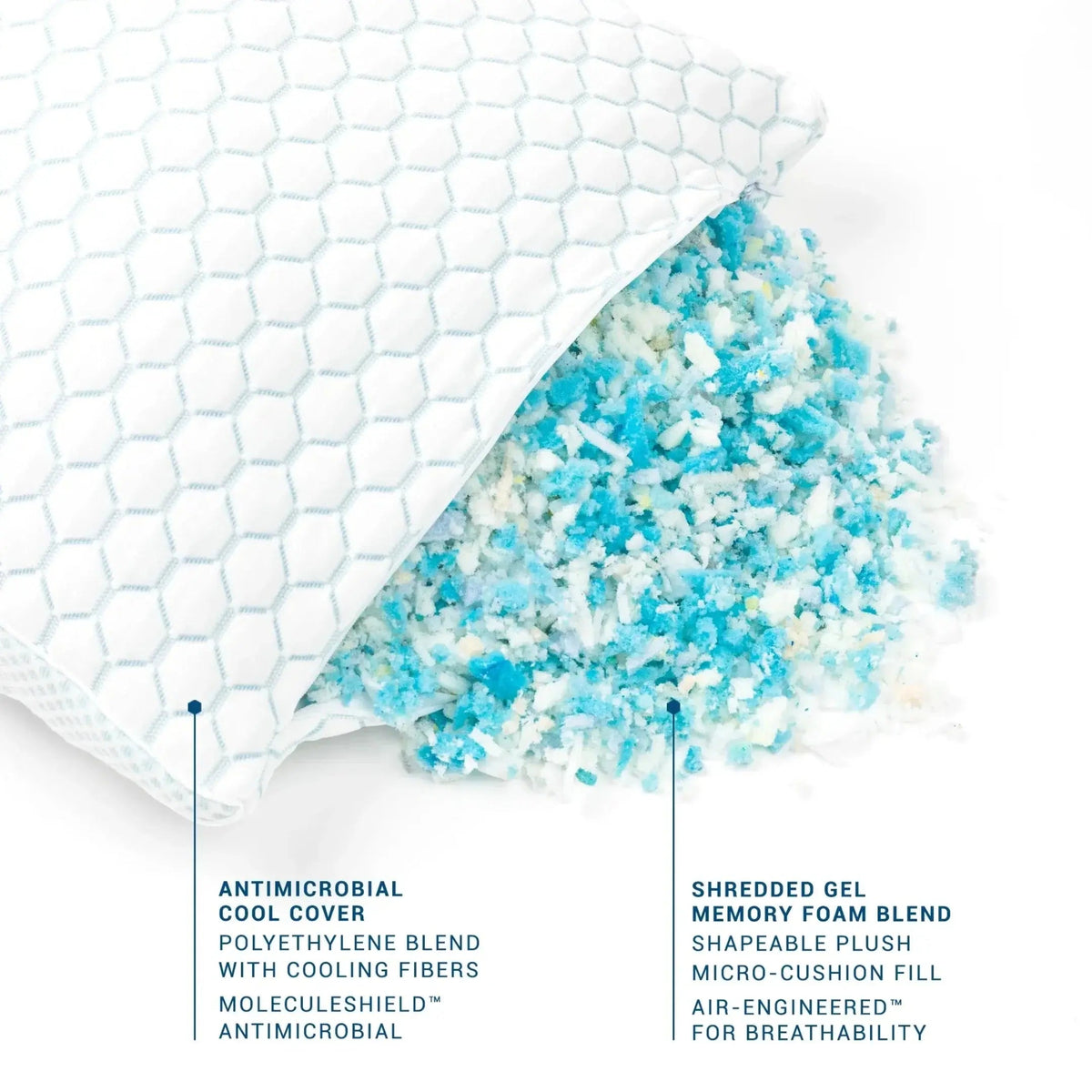 Almohada de espuma viscoelástica triturada refrescante con relleno ajustable | La mejor almohada para quienes duermen de lado y para el dolor de cuello