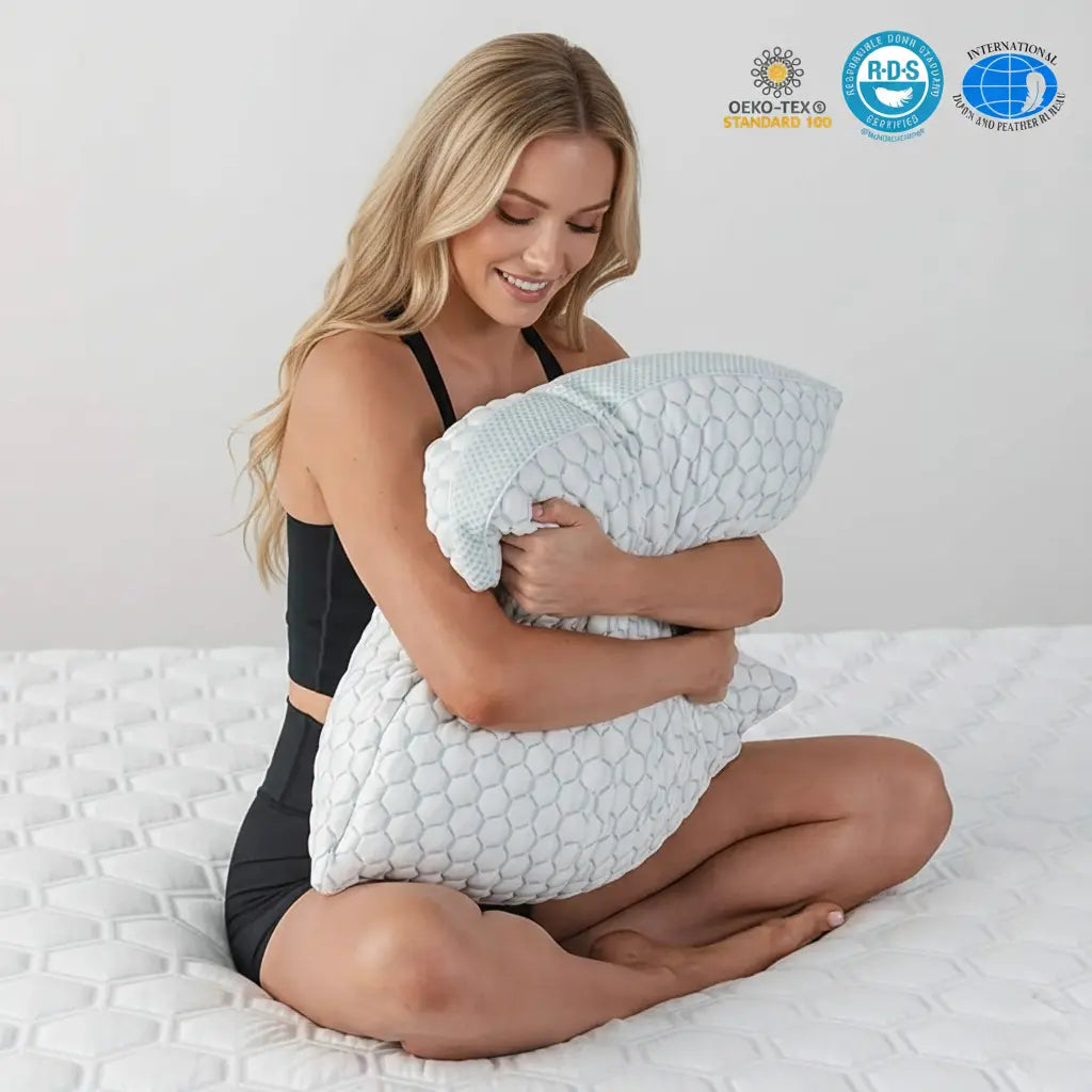 Almohada de espuma viscoelástica triturada refrescante con relleno ajustable | La mejor almohada para quienes duermen de lado y para el dolor de cuello
