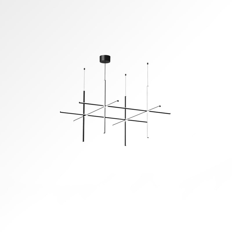 Geometric Grid Ceiling Light Fixture for Dining Room & Open Spaces | Adjustable Height LED Chandelier | Modern Aluminum Track System | Multi